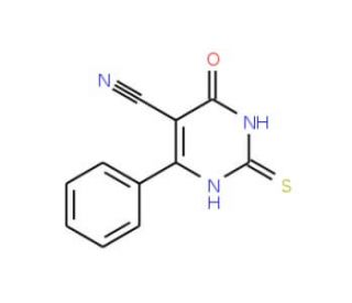 2-Mercapto-6-oxo-4-phenyl-1,6-dihydro-pyrimidine-5-carbonitrile - chemical structure image
