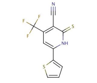 2-Mercapto-6-(thien-2-yl)-4-(trifluoromethyl)nicotinonitrile (CAS 104960-50-1) - chemical structure image