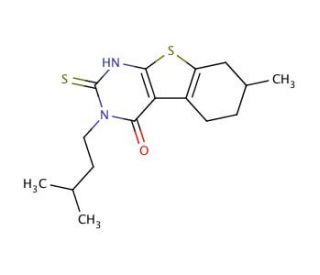2-Mercapto-7-methyl-3-(3-methyl-butyl)-5,6,7,8-tetrahydro-3H-benzo[4,5]thieno[2,3-d]pyrimidin-4-one - chemical structure imag