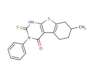 2-Mercapto-7-methyl-3-phenyl-5,6,7,8-tetrahydro-3H-benzo[4,5]thieno[2,3-d]pyrimidin-4-one (CAS 299919-85-0) - chemical struct
