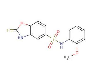 2-Mercapto-benzooxazole-5-sulfonic acid (2-methoxy-phenyl)-amide - chemical structure image