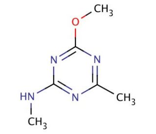 2-Methoxy-4-methyl-6-(methylamino)-1,3,5-triazine (CAS 5248-39-5) - chemical structure image