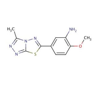 2-Methoxy-5-(3-methyl-[1,2,4]triazolo[3,4-b]-[1,3,4]thiadiazol-6-yl)-phenylamine - chemical structure image