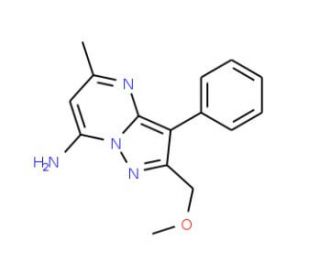 2-(Methoxymethyl)-5-methyl-3-phenylpyrazolo-[1,5-a]pyrimidin-7-amine - chemical structure image