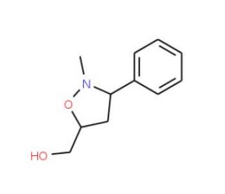 (2-Methyl-3-phenyltetrahydro-5-isoxazolyl)methanol (CAS 19345-02-9) - chemical structure image