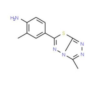 2-Methyl-4-(3-methyl-[1,2,4]triazolo-[3,4-b][1,3,4]thiadiazol-6-yl)-phenylamine - chemical structure image