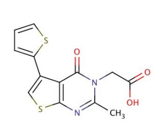 (2-methyl-4-oxo-5-thien-2-ylthieno[2,3-d]pyrimidin-3(4H)-yl)acetic acid - chemical structure image
