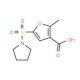 2-Methyl-5-(pyrrolidinosulphonyl)furan-3-carboxylic acid, (CAS 306936-43-6) - chemical structure image