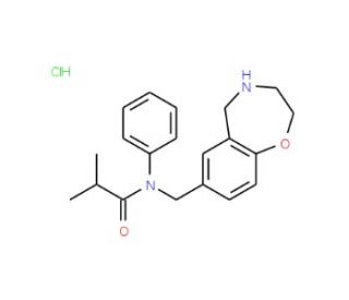 2-Methyl-N-phenyl-N-(2,3,4,5-tetrahydro-1,4-benzoxazepin-7-ylmethyl)propanamide hydrochloride - chemical structure image