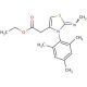 [2-Methylimino-3-(2,4,6-trimethyl-phenyl)-2,3-dihydro-thiazol-4-yl]-acetic acid ethyl ester - chemical structure image