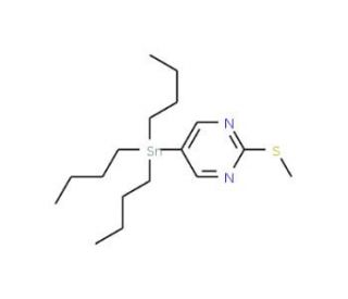 2-(Methylthio)-5-(tributylstannyl)pyrimidine (CAS 120717-37-5) - chemical structure image