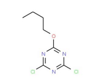 2-n-Butoxy-4,6-dichloro-1,3,5-triazine (CAS 13838-32-9) - chemical structure image