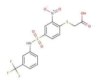 {[2-nitro-4-({[3-(trifluoromethyl)phenyl]amino}sulfonyl)phenyl]thio}acetic acid - chemical structure image
