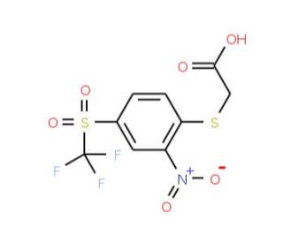({2-nitro-4-[(trifluoromethyl)sulfonyl]phenyl}thio)acetic acid - chemical structure image