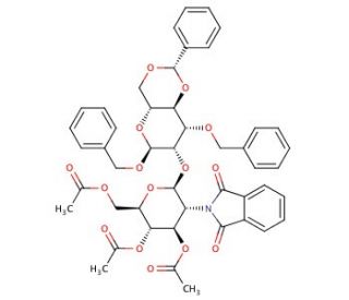 2-O-(2-Deoxy-2-N-phthalimido-3,4,6-tri-O-acetyl-&beta;-D-glucopyranosyl)-3-O-benzyl-4,6-O-benzylidene-&alpha;-D-mannose - chemical struc