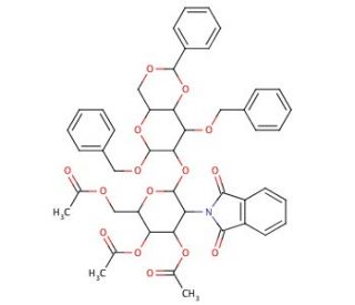 2-O-(2-Deoxy-2-N-phthalimido-3,4,6-tri-O-acetyl-&beta;-D-glucopyranosyl)-3-O-benzyl-4,6-O-benzylidene-D-mannose - chemical structu