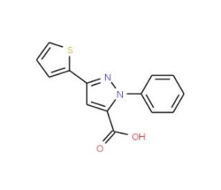 2-Phenyl-5-thiophen-2-yl-2H-pyrazole-3-carboxylic acid (CAS 618382-77-7) - chemical structure image