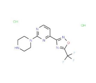 2-Piperazin-1-yl-4-[5-(trifluoromethyl)-1,2,4-oxadiazol-3-yl]pyrimidine dihydrochloride - chemical structure image
