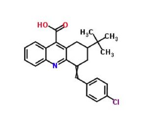2-tert-Butyl-4-(4-chloro-benzylidene)-1,2,3,4-tetrahydro-acridine-9-carboxylic acid - chemical structure image
