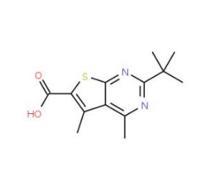 2-tert-butyl-4,5-dimethylthieno[2,3-d]pyrimidine-6-carboxylic acid - chemical structure image