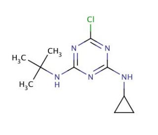 2-(tert-Butylamino)-4-chloro-6-cyclopropylamino-1,3,5-triazine (CAS 26737-71-3) - chemical structure image
