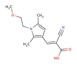 (2E)-2-cyano-3-[1-(2-methoxyethyl)-2,5-dimethyl-1H-pyrrol-3-yl]acrylic acid - chemical structure image