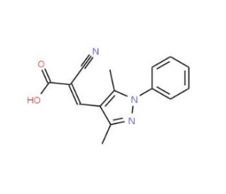 (2E)-2-cyano-3-(3,5-dimethyl-1-phenyl-1H-pyrazol-4-yl)acrylic acid - chemical structure image