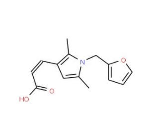 (2E)-3-[1-(2-furylmethyl)-2,5-dimethyl-1H-pyrrol-3-yl]acrylic acid - chemical structure image