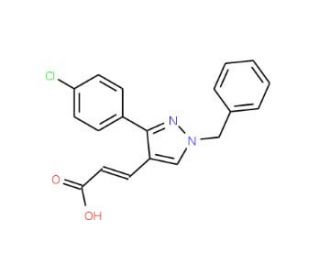 (2E)-3-[1-benzyl-3-(4-chlorophenyl)-1H-pyrazol-4-yl]acrylic acid - chemical structure image