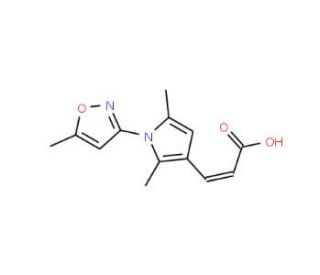 (2E)-3-[2,5-dimethyl-1-(5-methylisoxazol-3-yl)-1H-pyrrol-3-yl]acrylic acid - chemical structure image
