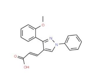 (2E)-3-[3-(2-methoxyphenyl)-1-phenyl-1H-pyrazol-4-yl]acrylic acid - chemical structure image