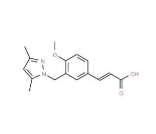 (2E)-3-{3-[(3,5-Dimethyl-1H-pyrazol-1-yl)methyl]-4-methoxyphenyl}acrylic acid - chemical structure image