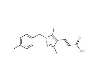 (2E)-3-[3,5-dimethyl-1-(4-methylbenzyl)-1H-pyrazol-4-yl]acrylic acid - chemical structure image