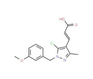 (2E)-3-[5-chloro-1-(3-methoxybenzyl)-3-methyl-1H-pyrazol-4-yl]acrylic acid - chemical structure image
