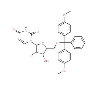 2&prime;-Deoxy-5&prime;-O-DMT-2&prime;-fluorouridine (CAS 146954-74-7) - chemical structure image