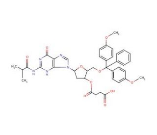 2&prime;-Deoxy-5&prime;-O-DMT-N2-isobutyrylguanosine 3&prime;-O-succinate (CAS 74405-46-2) - chemical structure image