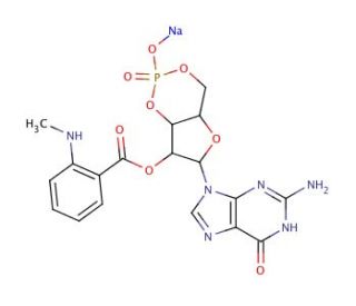 2&prime;-(N-Methylanthraniloyl)guanosine 3&prime;,5&prime;-Cyclicmonophosphate, Sodium Salt (CAS 221905-46-0) - chemical structure image
