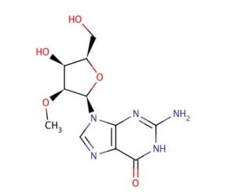 2&prime;-O-Methyl Guanosine (CAS 2140-71-8) - chemical structure image