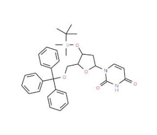 2&prime;-O-(tert-Butyldimethylsilyl)-3&prime;-deoxy-5&prime;-O-trityluridine (CAS 130860-12-7) - chemical structure image