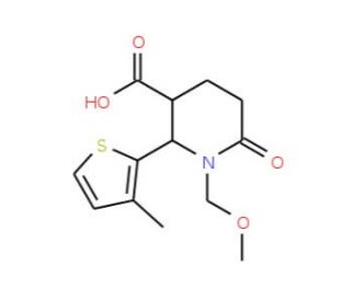 (2R,3R)-1-Methoxymethyl-2-(3-methyl-thiophen-2-yl)-6-oxo-piperidine-3-carboxylic acid - chemical structure image
