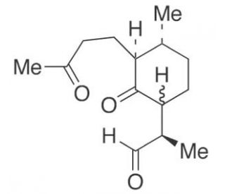 (2S,3R,6RS)-2-(3-Oxobutyl)-3-methyl-6-[(R)-2-propanal]cyclohexanone (CAS 1093625-96-7) - chemical structure image