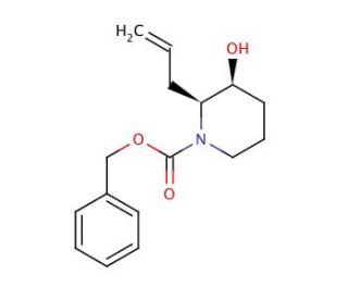 (2S*,3S*)-Benzyl 2-Allyl-3-hydroxy-1-piperidinecarboxylate (CAS 244056-94-8) - chemical structure image