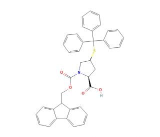 (2S,4R)-Fmoc-Mpt(Trt)-OH (CAS 281655-34-3) - chemical structure image