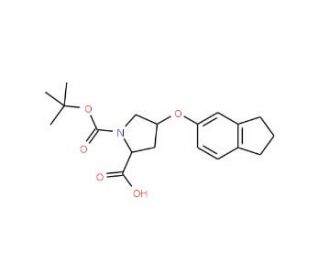 (2S,4S)-1-(tert-Butoxycarbonyl)-4-(2,3-dihydro-1H-inden-5-yloxy)-2-pyrrolidinecarboxylic acid - chemical structure image