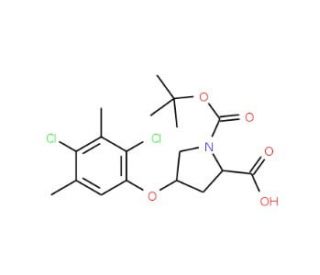 (2S,4S)-1-(tert-Butoxycarbonyl)-4-(2,4-dichloro-3,5-dimethylphenoxy)-2-pyrrolidinecarboxylic acid - chemical structure image