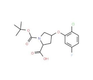 (2S,4S)-1-(tert-Butoxycarbonyl)-4-(2-chloro-5-fluorophenoxy)-2-pyrrolidinecarboxylic acid - chemical structure image