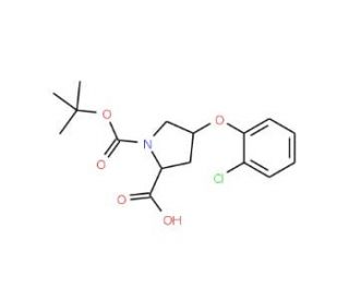 (2S,4S)-1-(tert-Butoxycarbonyl)-4-(2-chloro-phenoxy)-2-pyrrolidinecarboxylic acid - chemical structure image
