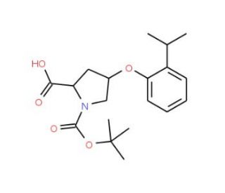 (2S,4S)-1-(tert-Butoxycarbonyl)-4-(2-isopropyl-phenoxy)-2-pyrrolidinecarboxylic acid - chemical structure image
