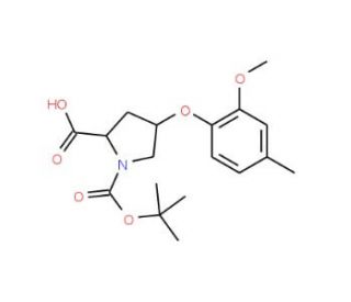 (2S,4S)-1-(tert-Butoxycarbonyl)-4-(2-methoxy-4-methylphenoxy)-2-pyrrolidinecarboxylic acid - chemical structure image