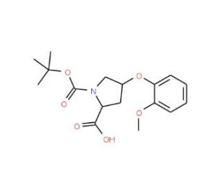 (2S,4S)-1-(tert-Butoxycarbonyl)-4-(2-methoxy-phenoxy)-2-pyrrolidinecarboxylic acid - chemical structure image